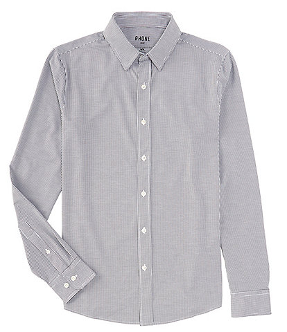 Rhone Slim-Fit Performance Stretch Flannel Stripe Commuter Long Sleeve Woven Shirt