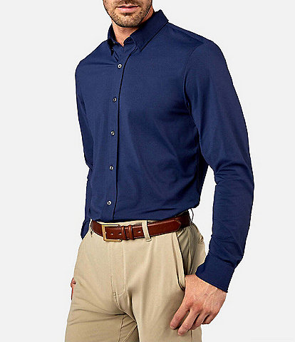 RHONE Slim Fit Solid Commuter Performance Stretch Long Sleeve Woven Shirt