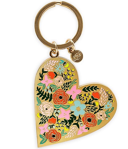 Rifle Paper Co. Flower Heart Enamel Keychain