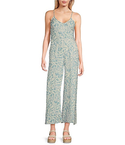 Rip Curl Allover Printed Chambray Jumpsuit