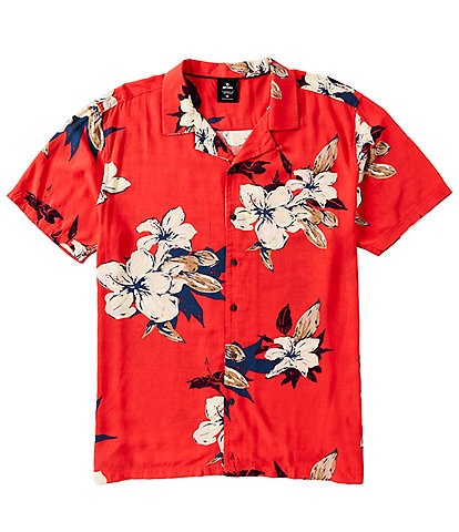 Rip Curl Aloha Hotel Short Sleeve Tropical Floral Printed Woven Shirt