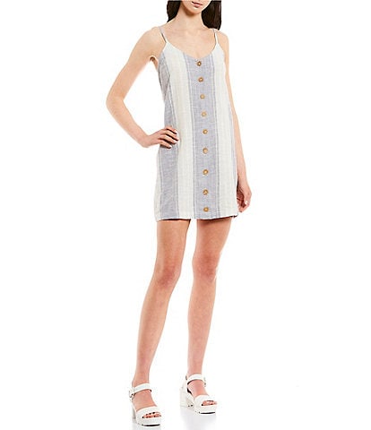 Rip Curl Classic Surf V-Neck Button Front Stripe Dress