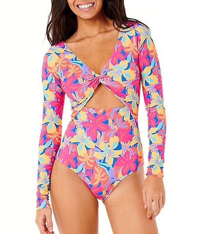 Rip Curl Es Vedra Twist Front Long Sleeve One Piece Swimsuit