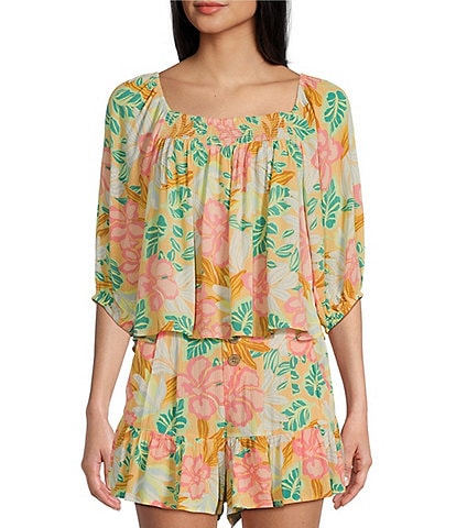 Rip Curl Follow The Sun Off-The-Shoulder Coordinating Floral Print Top