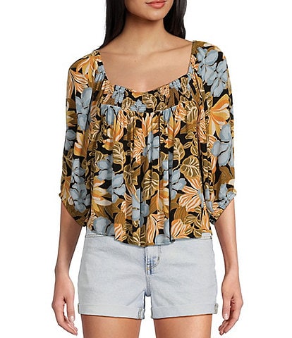 Rip Curl Follow The Sun Off-The-Shoulder Coordinating Floral Print Top
