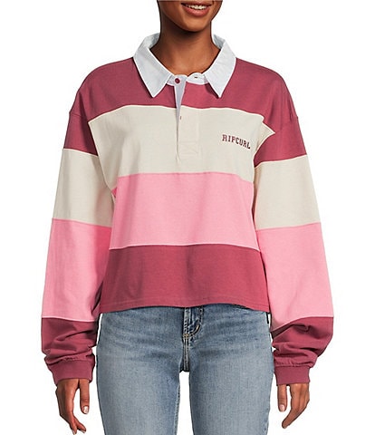 Rip Curl Keepsakes Long Sleeve Striped Rugby Shirt