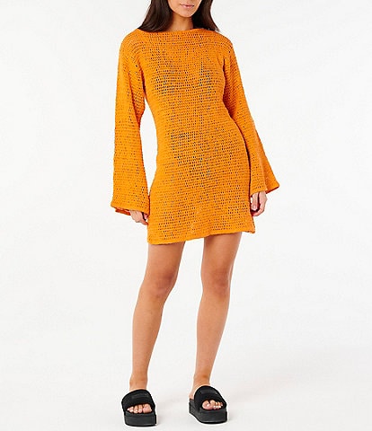 Rip Curl Neon Isles Long Sleeve Crocheted Dress