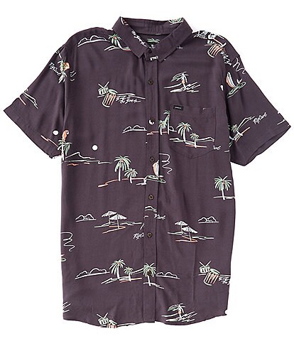 Rip Curl Party Pack Short Sleeve Palm Print Woven Shirt
