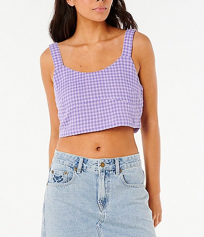 Rip Curl Premium Surf Checked Cropped Tank Top