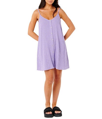 Rip Curl Premium Surf Gingham Sleeveless Swim Cover Up Dress
