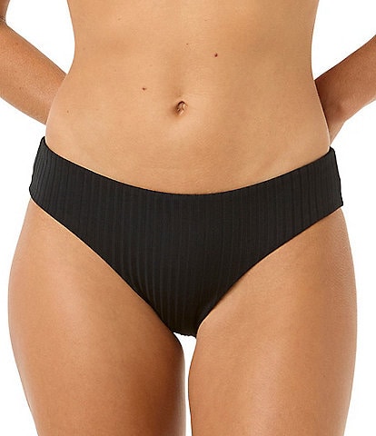 Rip Curl Premium Surf Solid Ribbed Scoop Waist Hipster Swim Bottom
