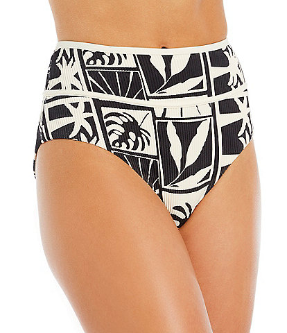 Rip Curl Santorini Sun Allover Print High Waist Moderate Coverage Swim Bottom