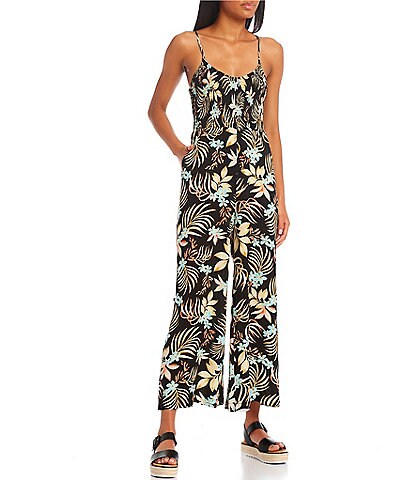 Rip Curl Sun Dance V-Neck Pull-On Smocked Printed Jumpsuit