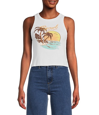 Rip Curl Sunset Graphic Ribbed Tank Top
