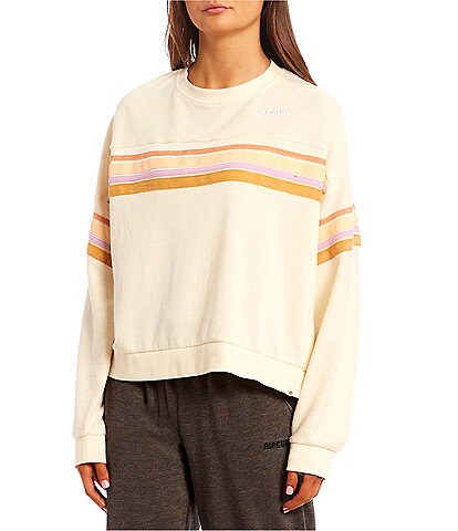 Rip Curl Swell Stripe Burnout Wash Long Sleeve Pullover Sweatshirt