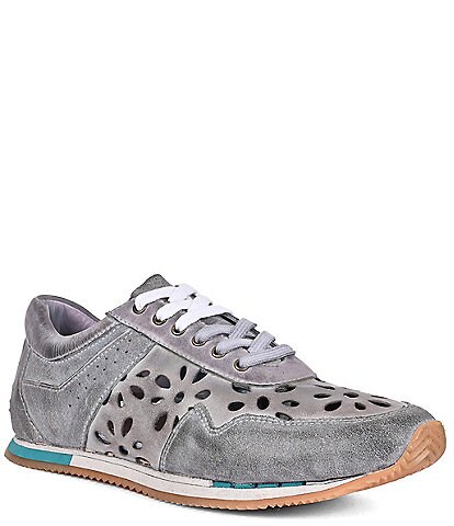 Roan Deliberate Leather Floral Eyelet Lace-Up Sneakers