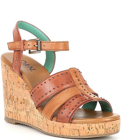 Roan Different Leather Ankle Strap Wedge Sandals