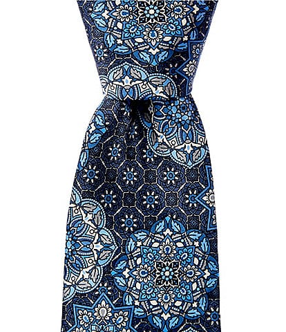 Robert Graham Large Medallion Print Traditional Silk Tie