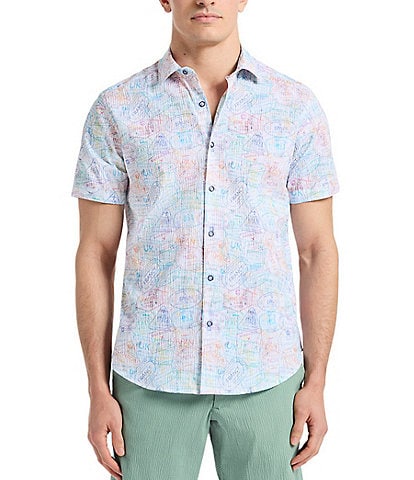 Robert Graham Passport Stretch Seersucker Short Sleeve Woven Shirt