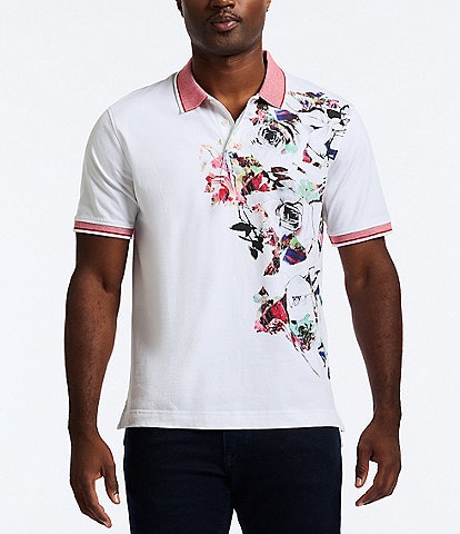 Robert Graham Vintage Rose Print Short Sleeve Polo Shirt