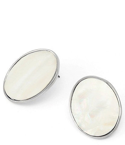 Robert Lee Morris Mother Of Pearl Oval Button Stud Earrings