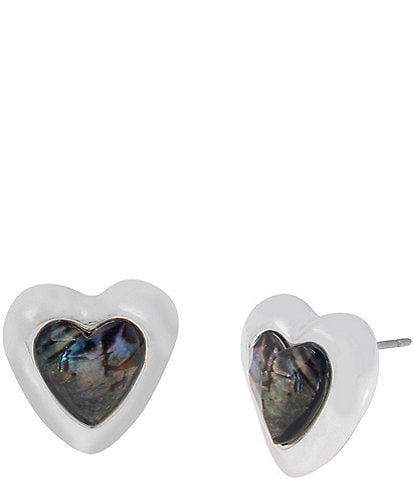 Robert Lee Morris Soho Abalone Gem Heart Stud Earrings
