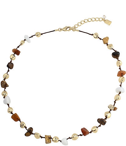Robert Lee Morris Soho Chip Stone Station Beaded Resort Collar Necklace