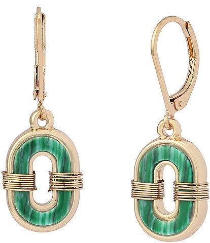 Robert Lee Morris Soho Malachite Link Drop Earrings