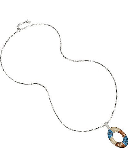 Robert Lee Morris Soho Multi Stone Oval Long Pendant Necklace