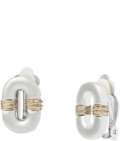 Robert Lee Morris Soho Oval Link Wire Wrapped Clip Stud Earrings