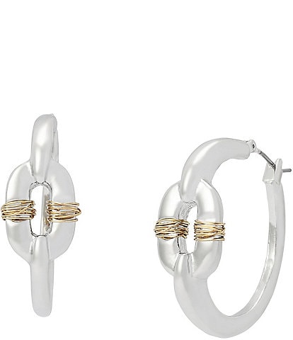 Robert Lee Morris Soho Oval Link Wire Wrapped Hoop Earrings