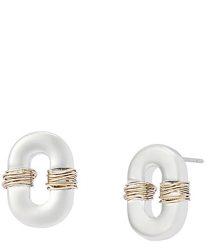 Robert Lee Morris Soho Oval Link Wire Wrapped Stud Earrings