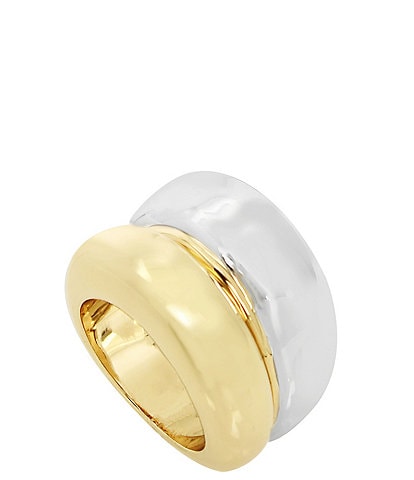Robert Lee Morris Soho Ribbed Two Tone Sculptural Stacked Ring