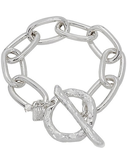 Robert Lee Morris Soho Textured Chain Link Toggle Line Bracelet