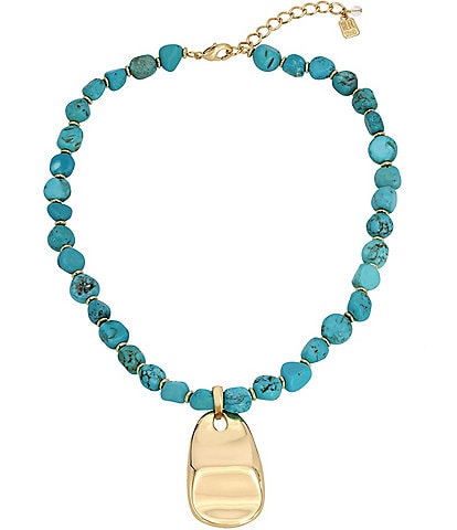 Robert Lee Morris Soho Turquoise Petal Short Pendant Necklace