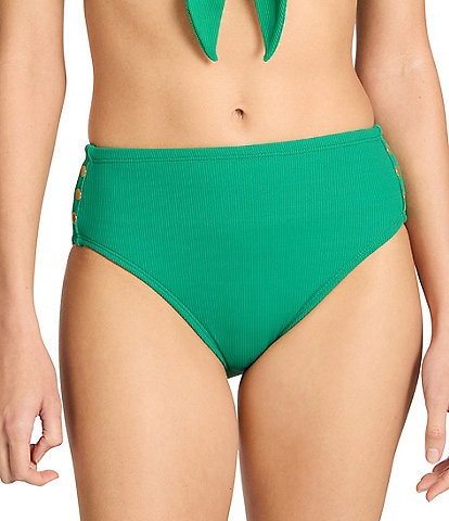 ROBIN PICCONE Amy Solid High Waisted Swim Bottoms