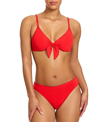 ROBIN PICCONE Ava Solid Underwire Tie Front Swim Top & High Waist Swim Bottoms