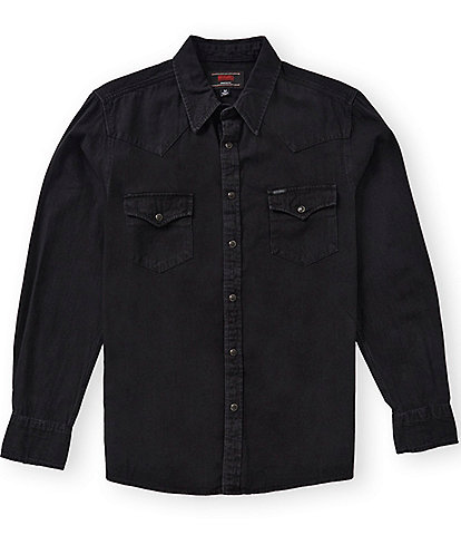 Rock & Roll Denim Black Denim Solid Woven Shirt