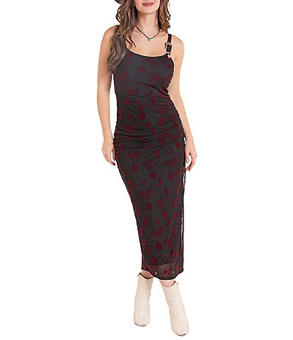 Rock & Roll Denim Conversational Mesh Midi Dress