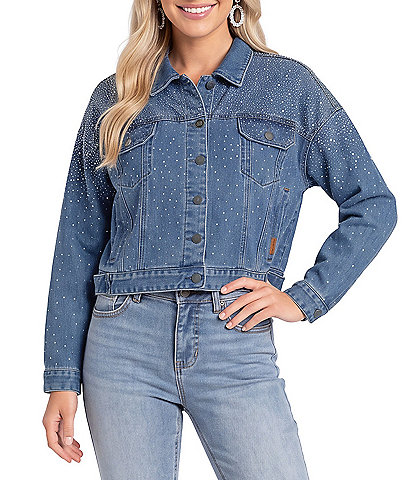 Rock & Roll Denim Crystal Studded Denim Jacket