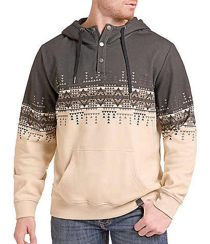 Rock & Roll Denim Long Sleeve Border Printed Hoodie