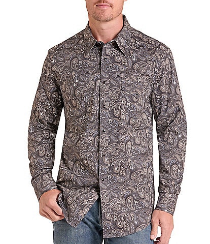 Rock & Roll Denim Long Sleeve Paisley Print Shirt