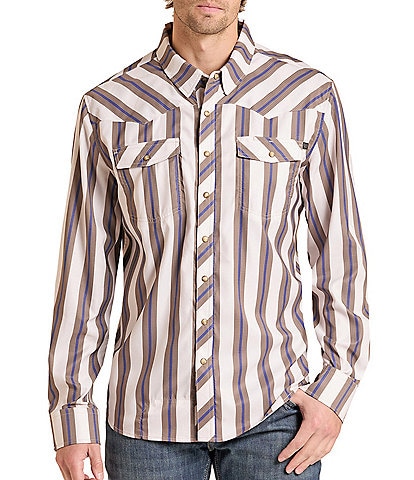 Rock & Roll Denim Long Sleeve Tech Stripe Snap Shirt