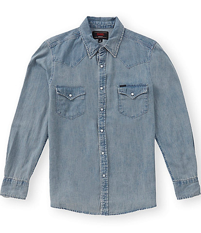 Rock & Roll Denim Medium Wash Denim Solid Woven Shirt