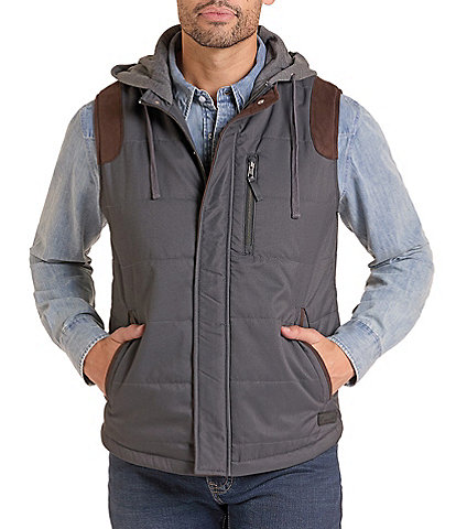 Rock & Roll Denim Puffer Vest With Hood
