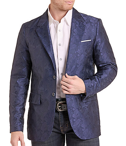 Rock & Roll Denim Regular Fit Paisley Jacquard Sport Coat