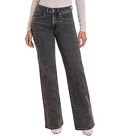 Rock & Roll Studded Wide Leg Denim Coordinating Jeans