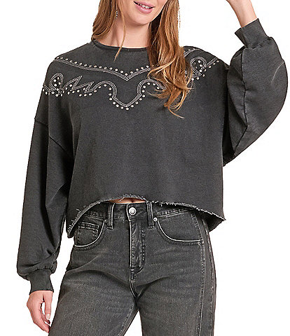 Rock & Roll Washed Studded Sweatshirt