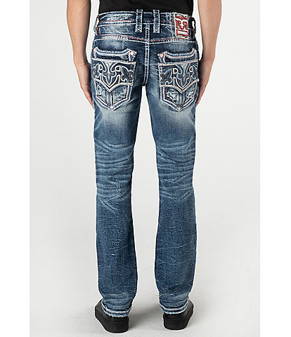 Rock Revival Aurelio Straight-Leg Fleur-De-Lis Pocket Jeans