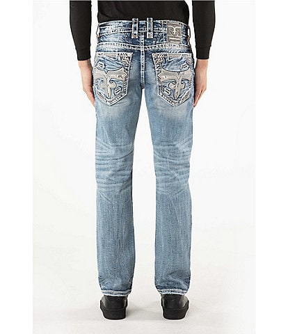 Rock Revival Jameel Inverted-Fleur-De-Lis Pocket Straight Leg Jeans